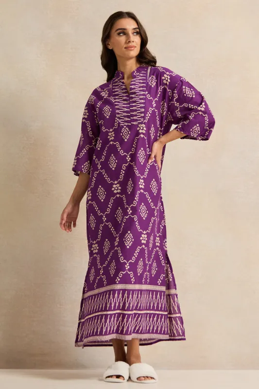 Women Purple Aztec Print Nightgown sold by Redtag