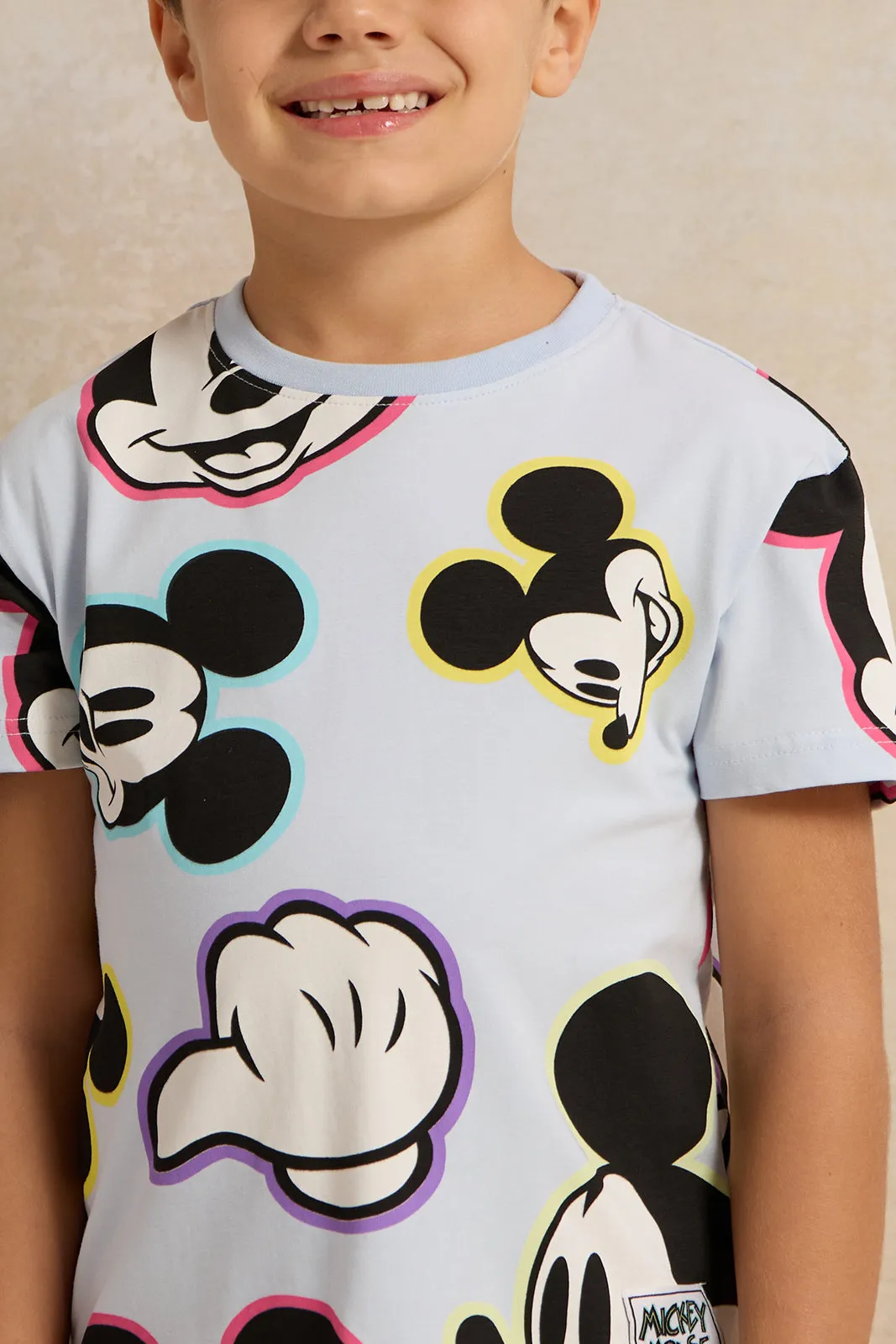 Boys Blue Mickey Character Printed Tshirt sold by Redtag product image thumbnail 4
