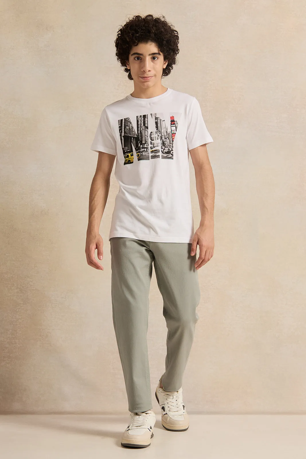Senior Boys White Printed T-shirt sold by Redtag product image thumbnail 2