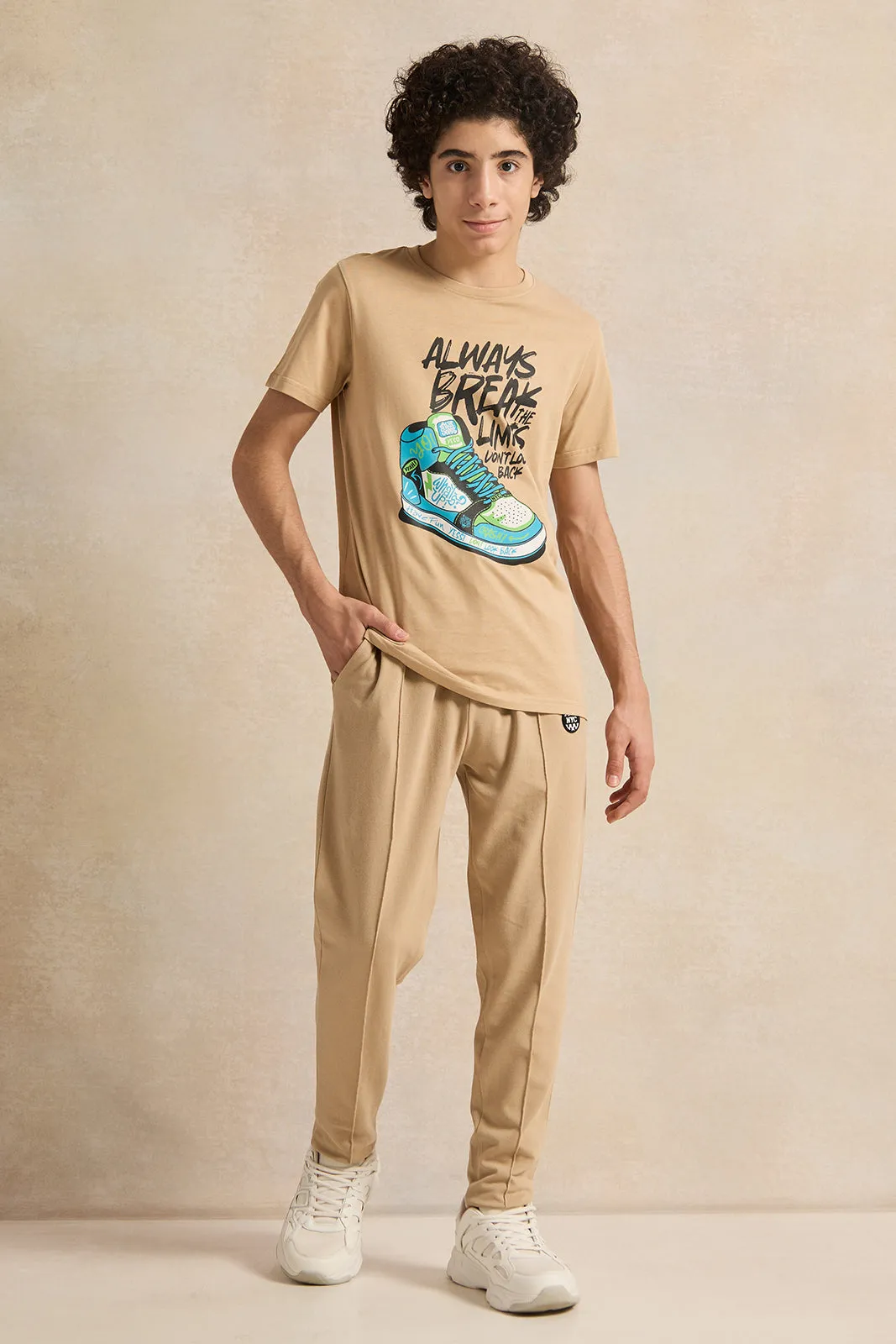 Senior Boys Beige Printed T-shirt sold by Redtag product image thumbnail 2