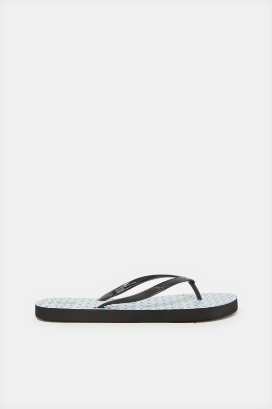 Women Black Animal Printed Flip Flop sold by Redtag