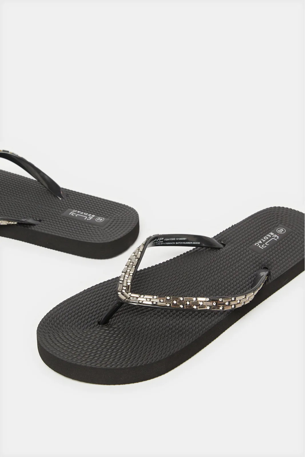 Women Black Embellished Flip Flop sold by Redtag product image thumbnail 3
