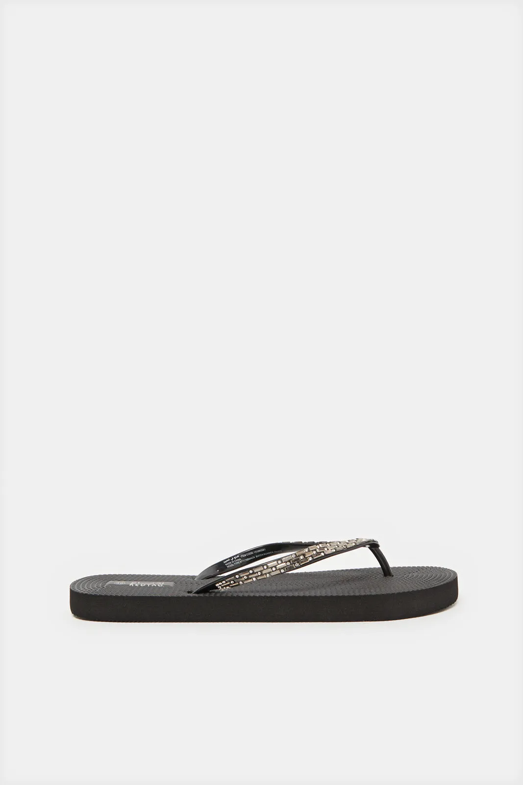 Women Black Embellished Flip Flop sold by Redtag