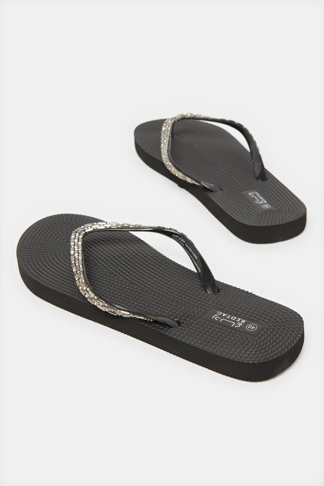 Women Black Embellished Flip Flop sold by Redtag product image thumbnail 4