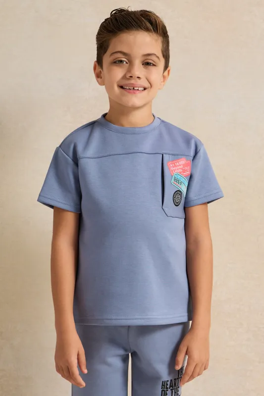 Boys Blue Printed Short sleeve T-shirt sold by Redtag