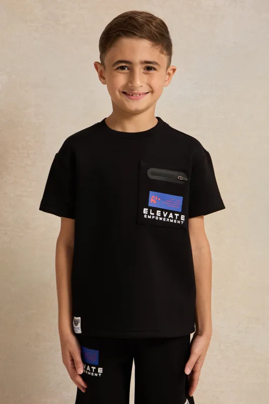 Boys Black Printed T-shirt sold by Redtag