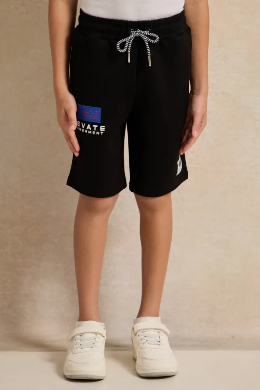 Boys Black Printed Shorts sold by Redtag