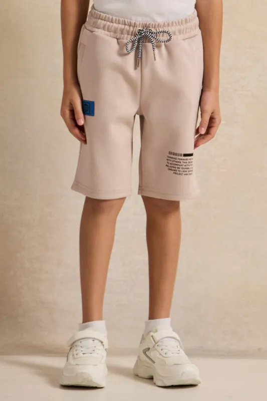 Boys Beige Printed Shorts sold by Redtag