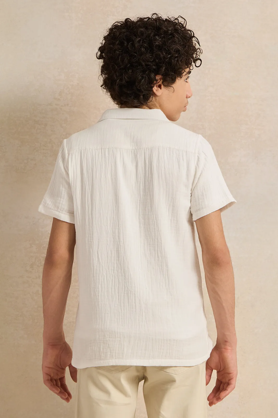 Senior Boys Beige Embroidery Shirt sold by Redtag product image thumbnail 3