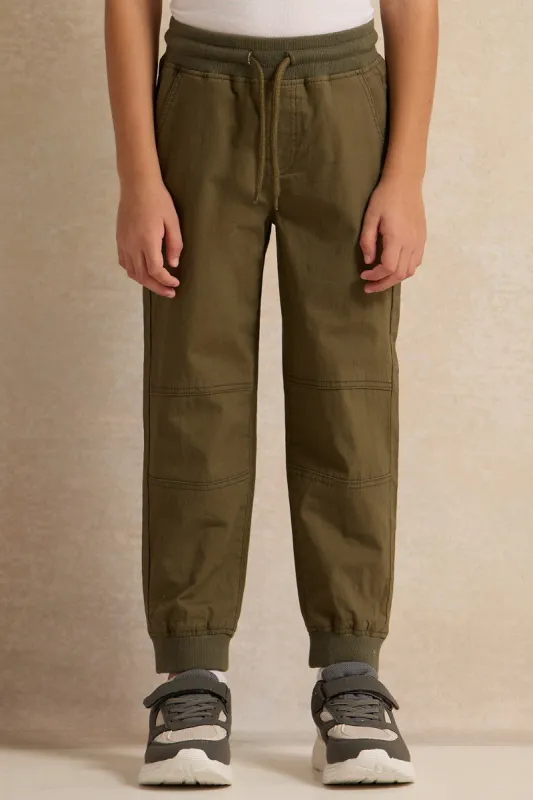Boys Olive Jogger Pants sold by Redtag