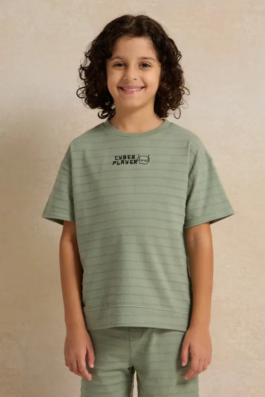 Boys Mint Jacquard T-Shirt sold by Redtag