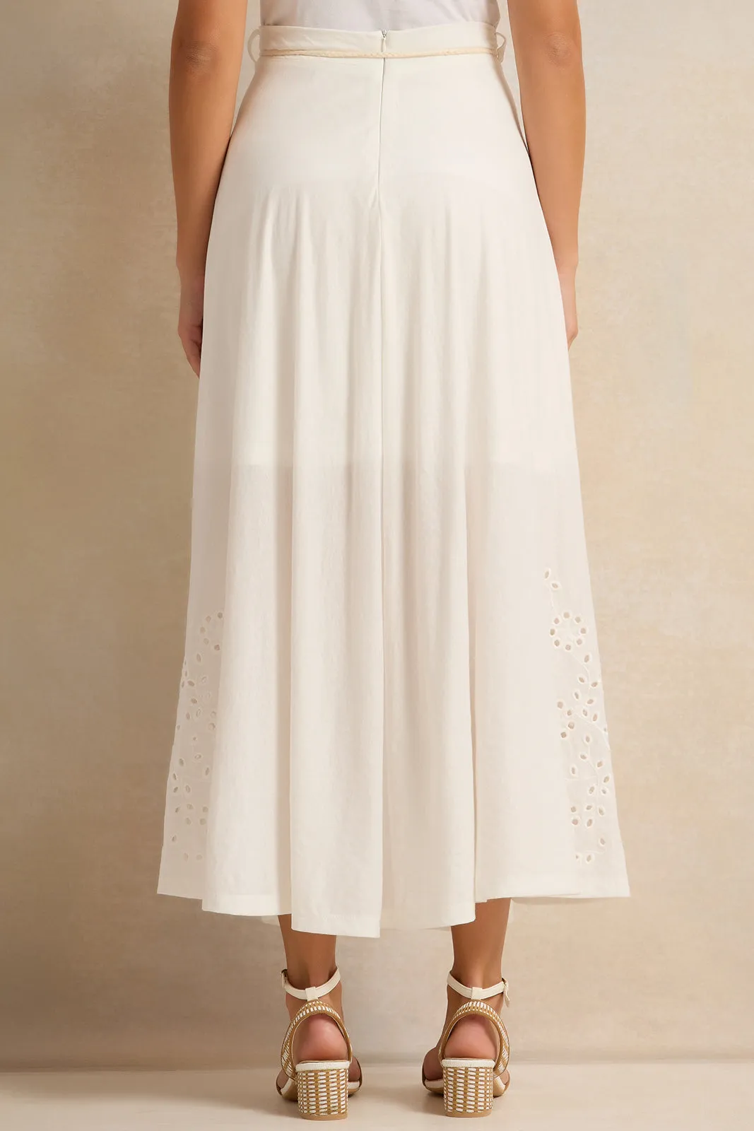 Women Ivory Embroidered Skirt With Breaded Belt sold by Redtag product image thumbnail 3