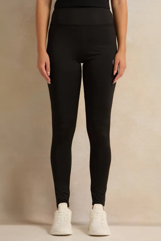 Women Black Printed Leggings sold by Redtag