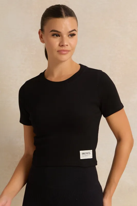 Women Black Basic Active T-Shirt sold by Redtag