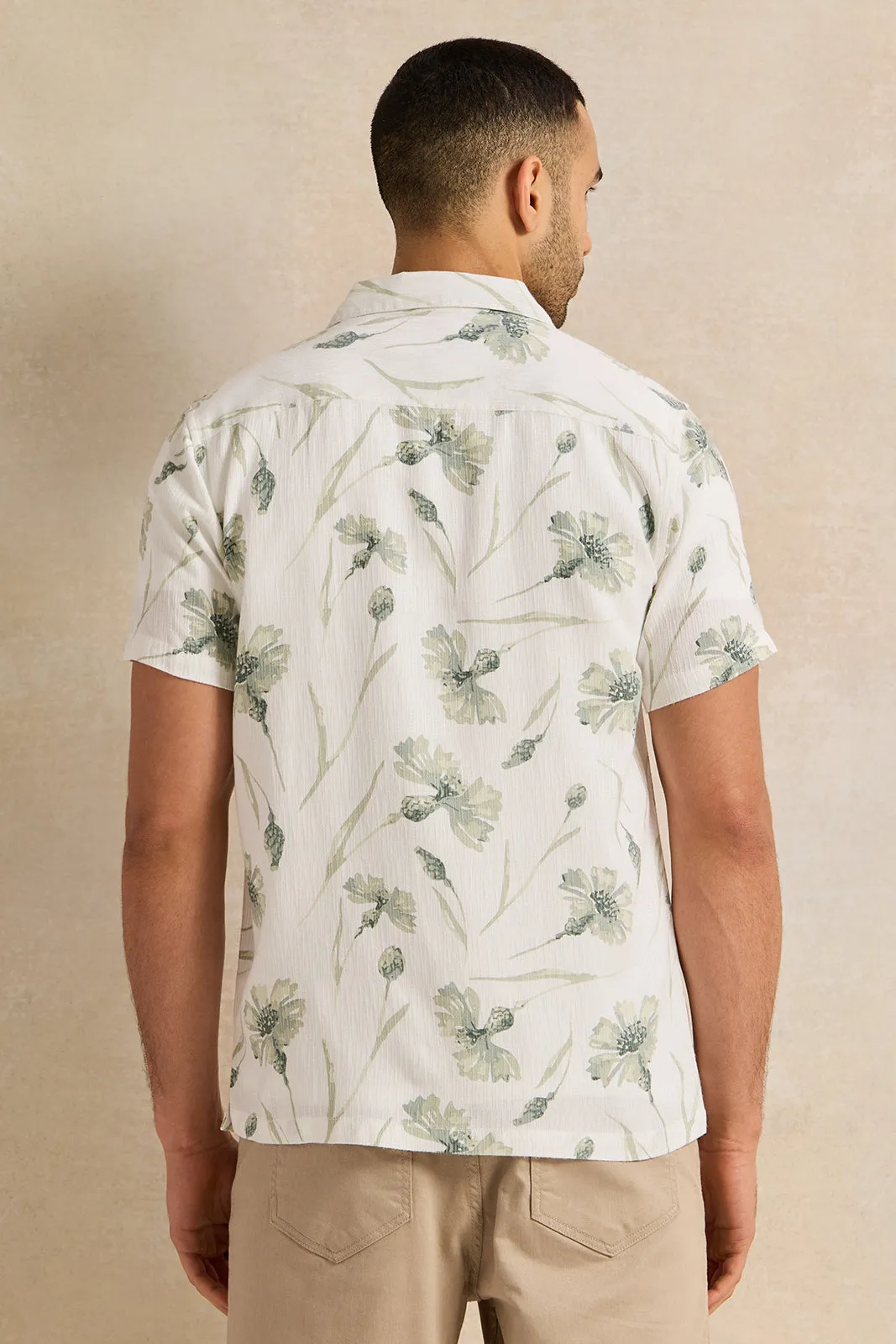 Men White Printed Casual Shirt sold by Redtag product image thumbnail 3