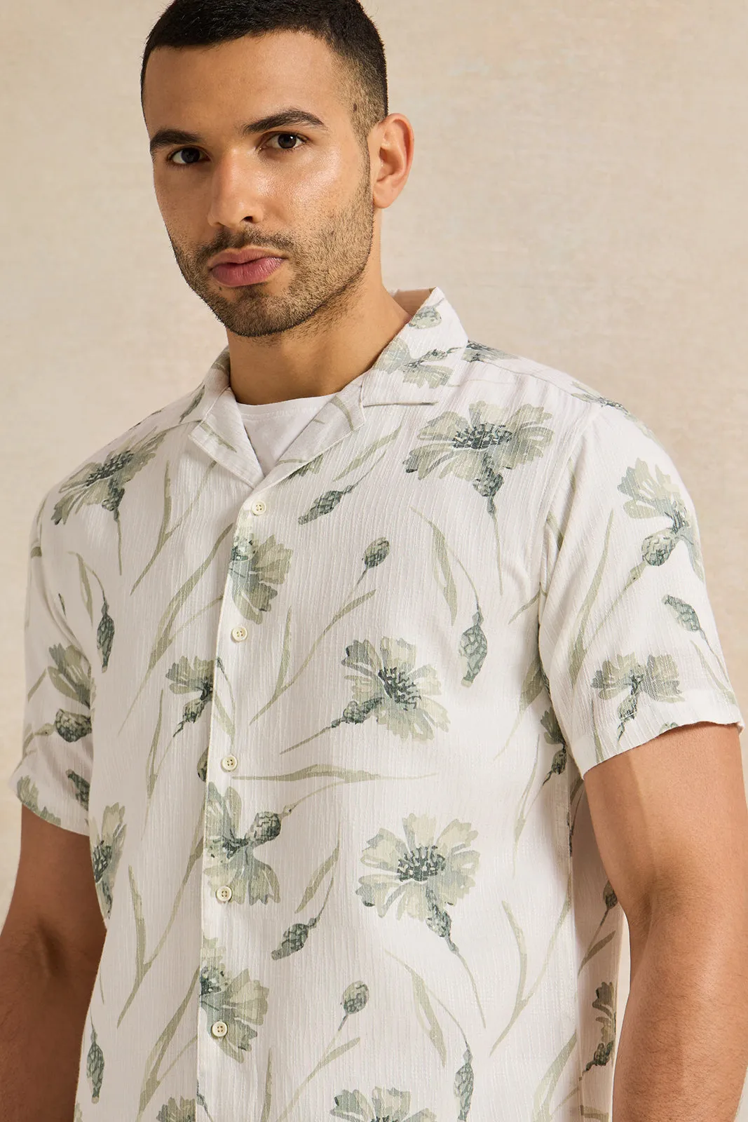 Men White Printed Casual Shirt sold by Redtag product image thumbnail 4