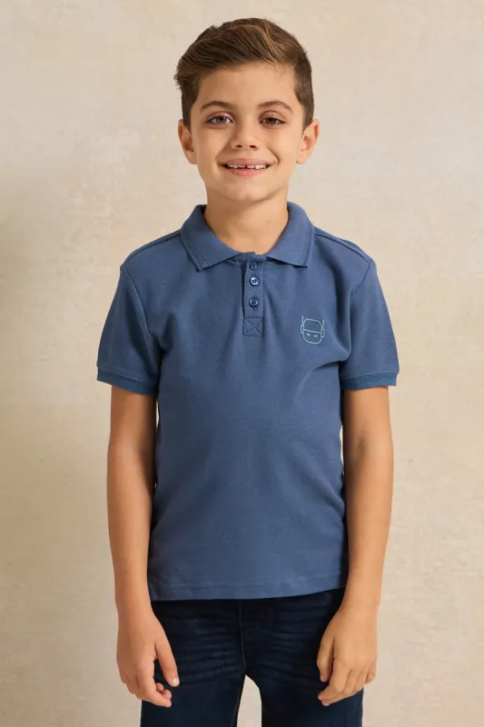 Boys Blue Collared Polo Shirt sold by Redtag