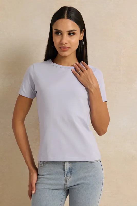Women Blue Short Sleeve Crew Neck T-Shirt sold by Redtag
