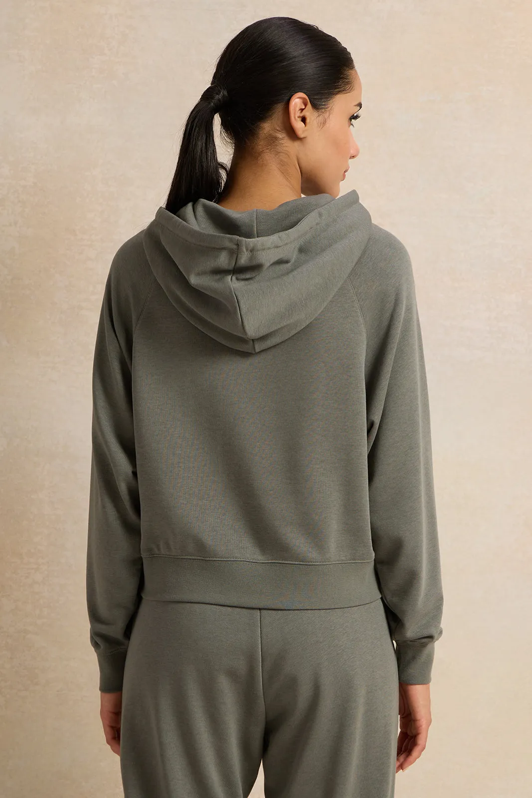 Women Grey Placement Print Hooded Sweatshirt sold by Redtag product image thumbnail 3