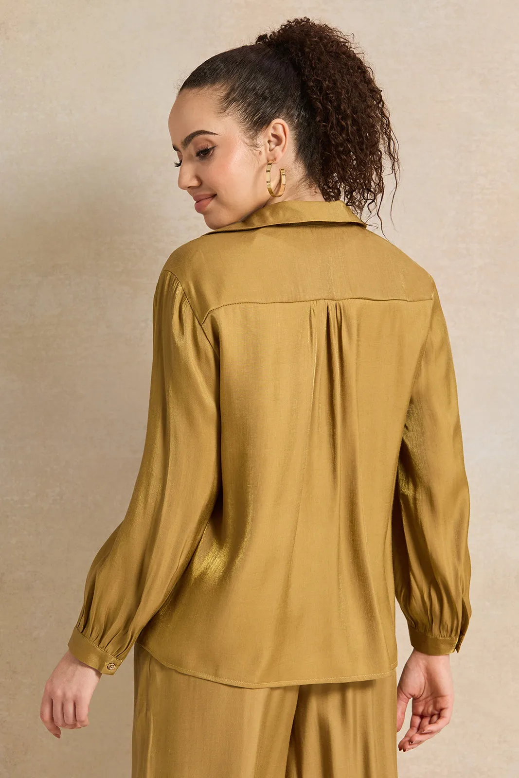 Women Gold Button Down Shirt sold by Redtag product image thumbnail 3