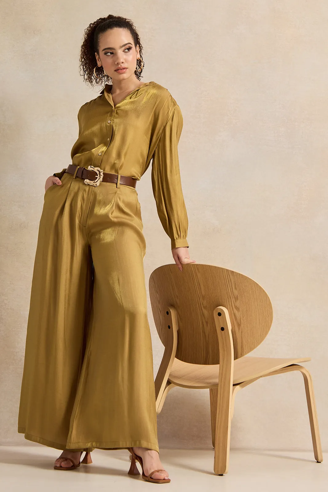 Women Gold Button Down Shirt sold by Redtag product image thumbnail 2