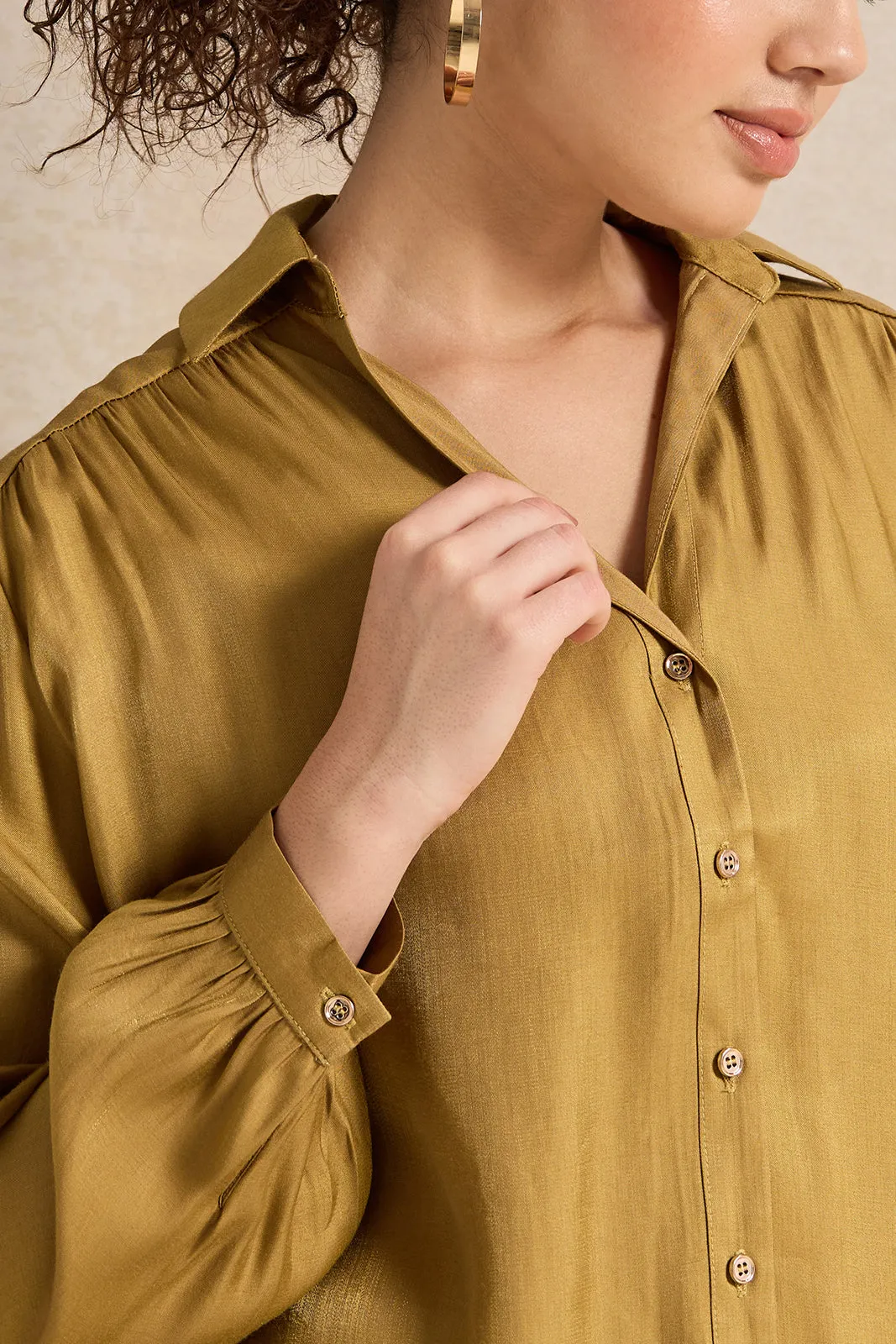 Women Gold Button Down Shirt sold by Redtag product image thumbnail 4