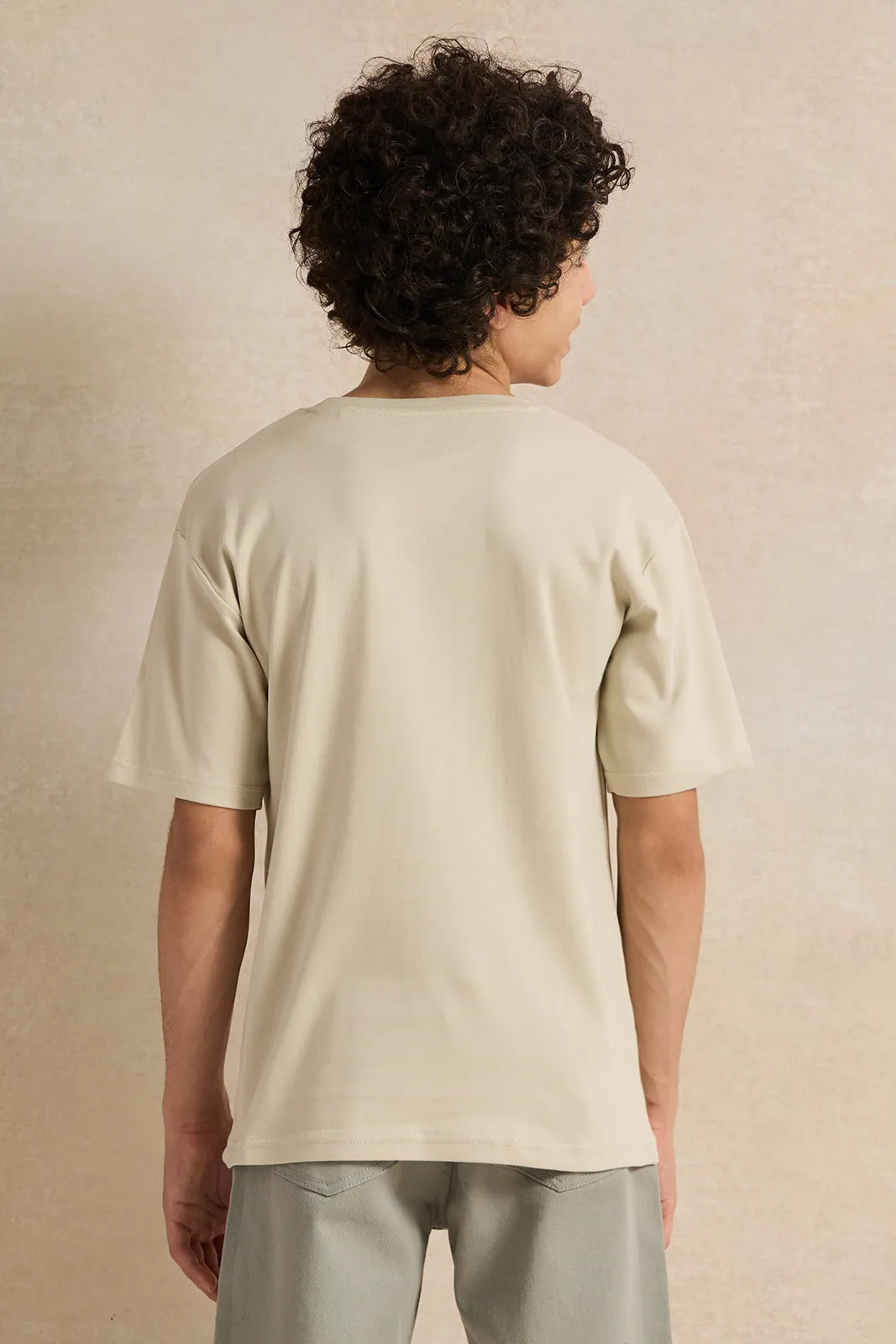 Senior Boys Beige Cut And Sew T-shirt sold by Redtag product image thumbnail 3