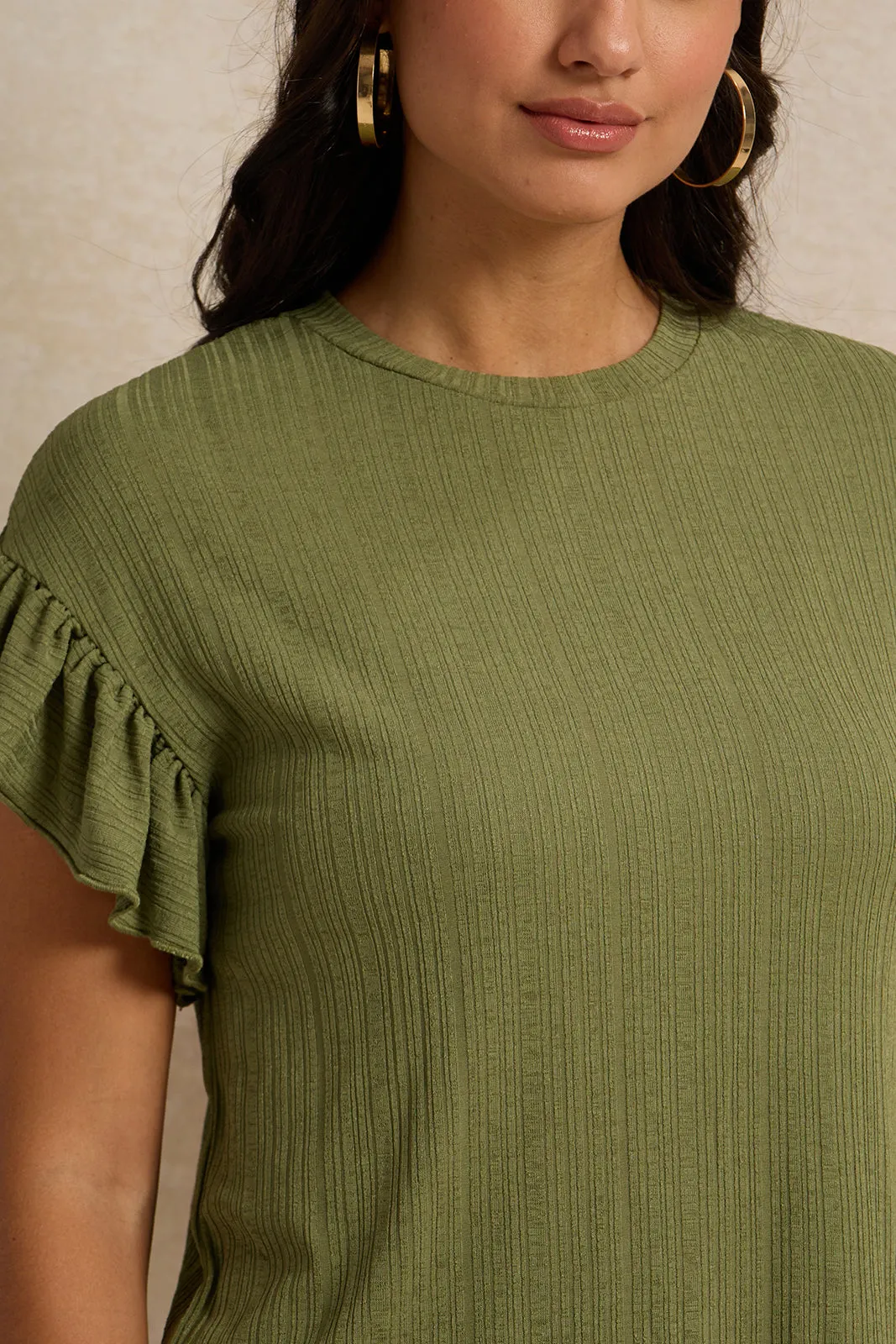 Women Green Ruffle Sleeve Top sold by Redtag product image thumbnail 4
