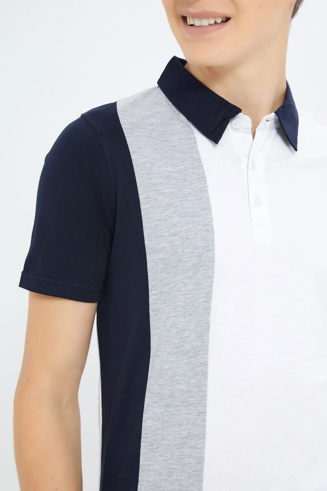 Senior Boys White Colour Block Polo Shirt sold by Redtag product image thumbnail 4
