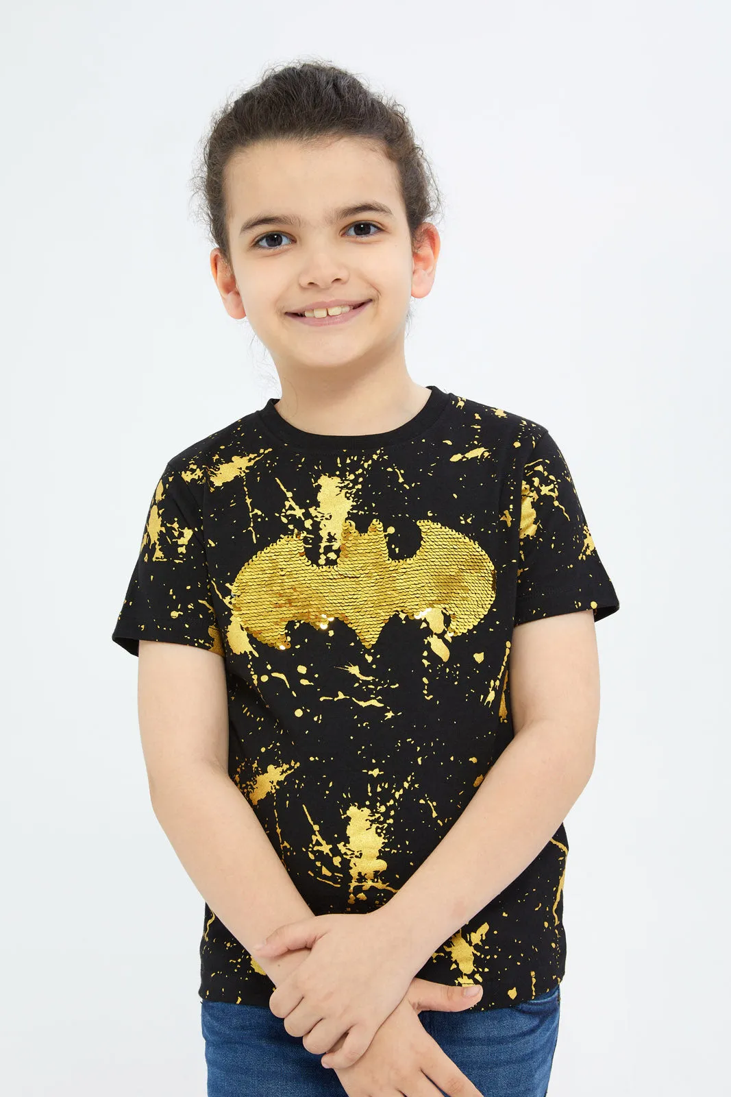 Boys Black Batman Printed T-Shirt sold by Redtag