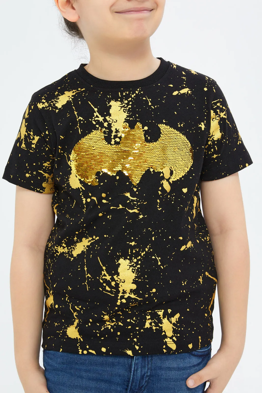Boys Black Batman Printed T-Shirt sold by Redtag product image thumbnail 4