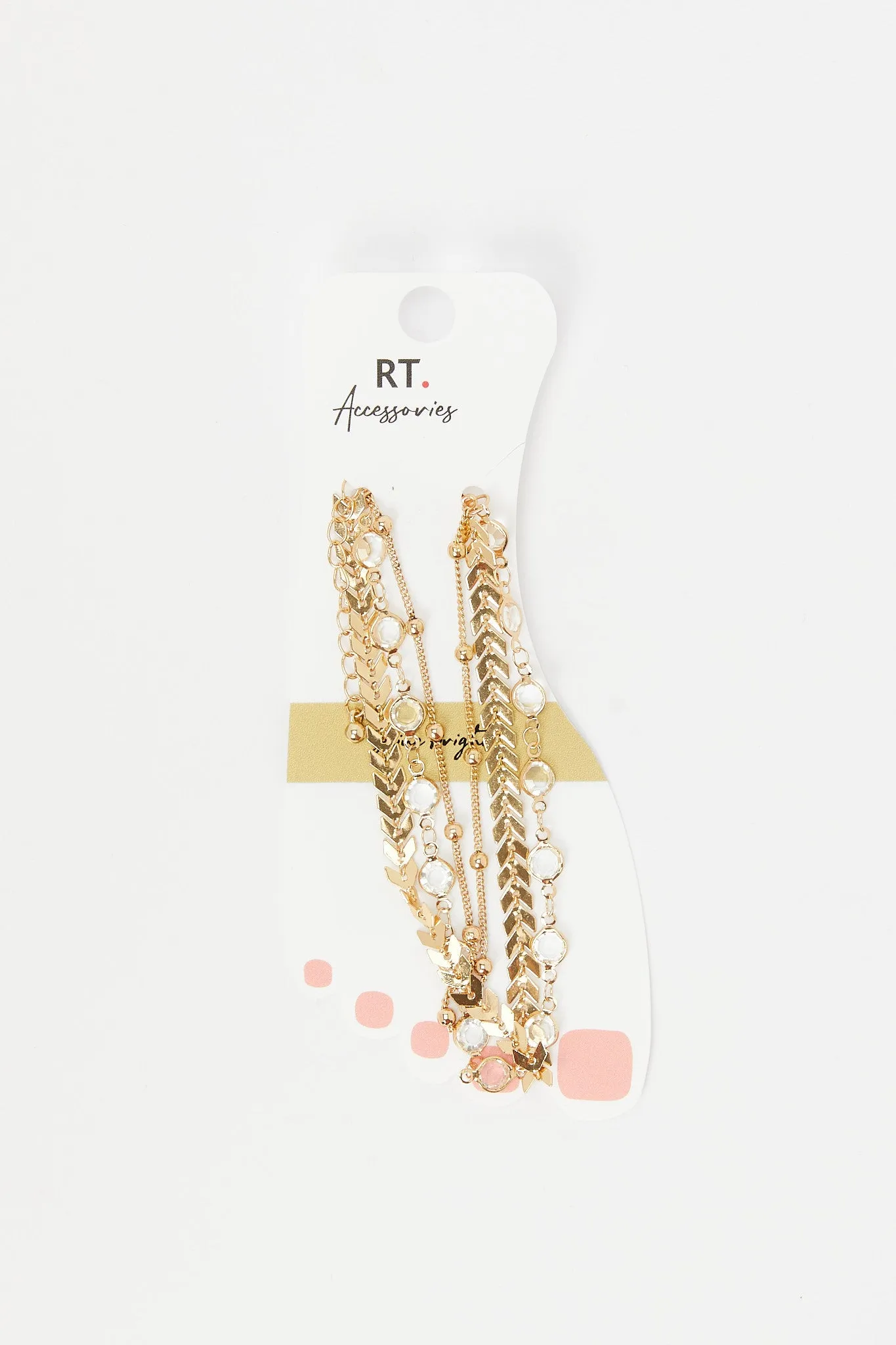 Women Gold Embellished Layered Anklet sold by Redtag