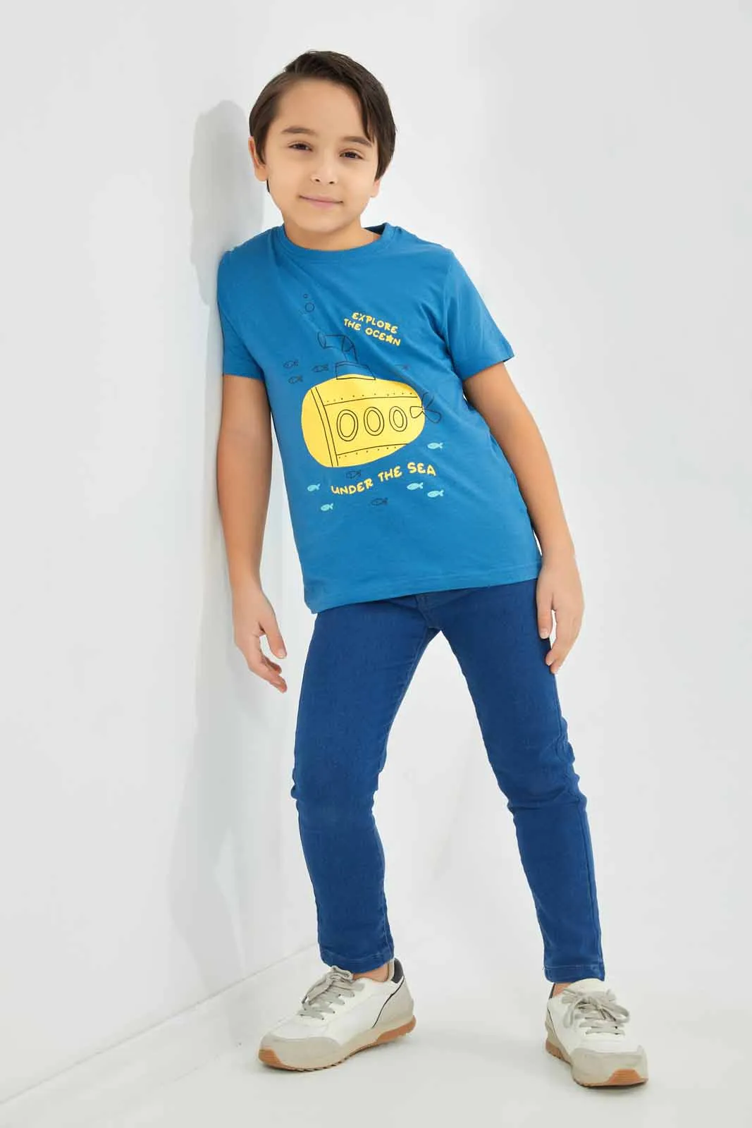 Boys Blue Ocean Print T-Shirt sold by Redtag product image thumbnail 2