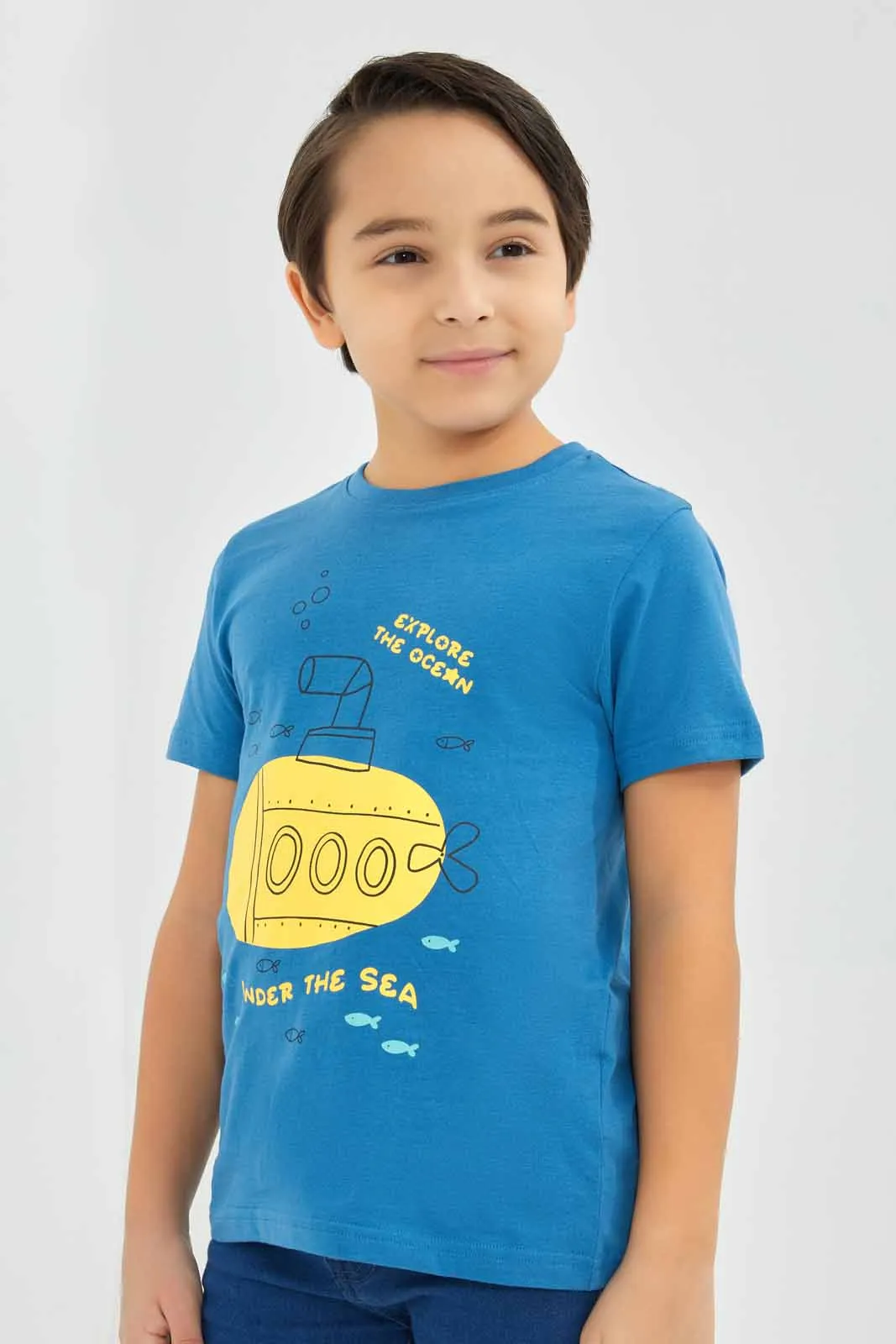 Boys Blue Ocean Print T-Shirt sold by Redtag