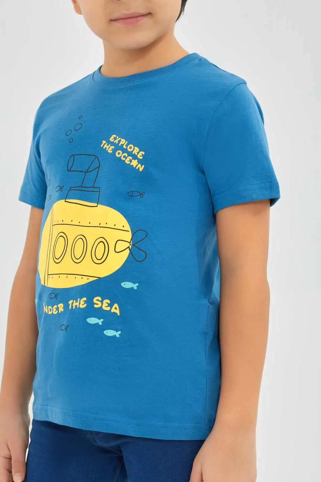 Boys Blue Ocean Print T-Shirt sold by Redtag product image thumbnail 4