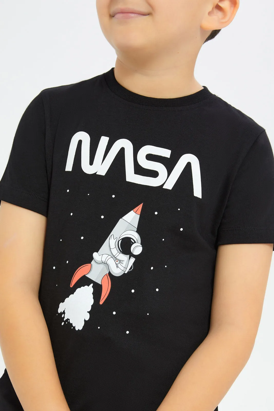 Boys Black Nasa Short Sleeve T-Shirt sold by Redtag product image thumbnail 3
