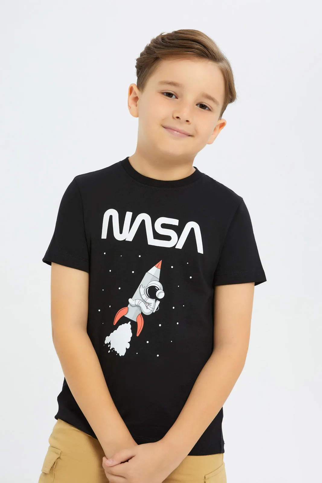 Boys Black Nasa Short Sleeve T-Shirt sold by Redtag