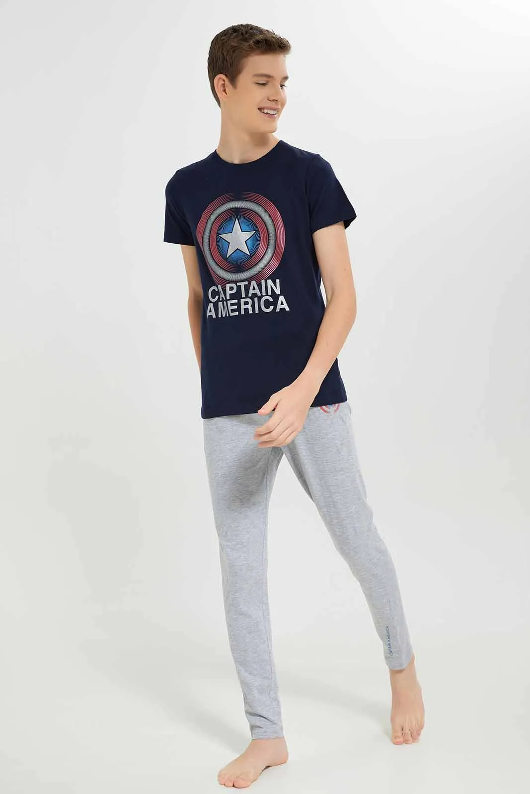 Boys Navy And Grey Caption America Pyjama Set (2 Piece) sold by Redtag product image thumbnail 5