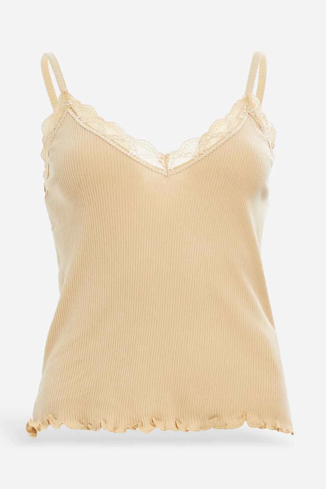 Women Beige Strappy Lace Vest sold by Redtag