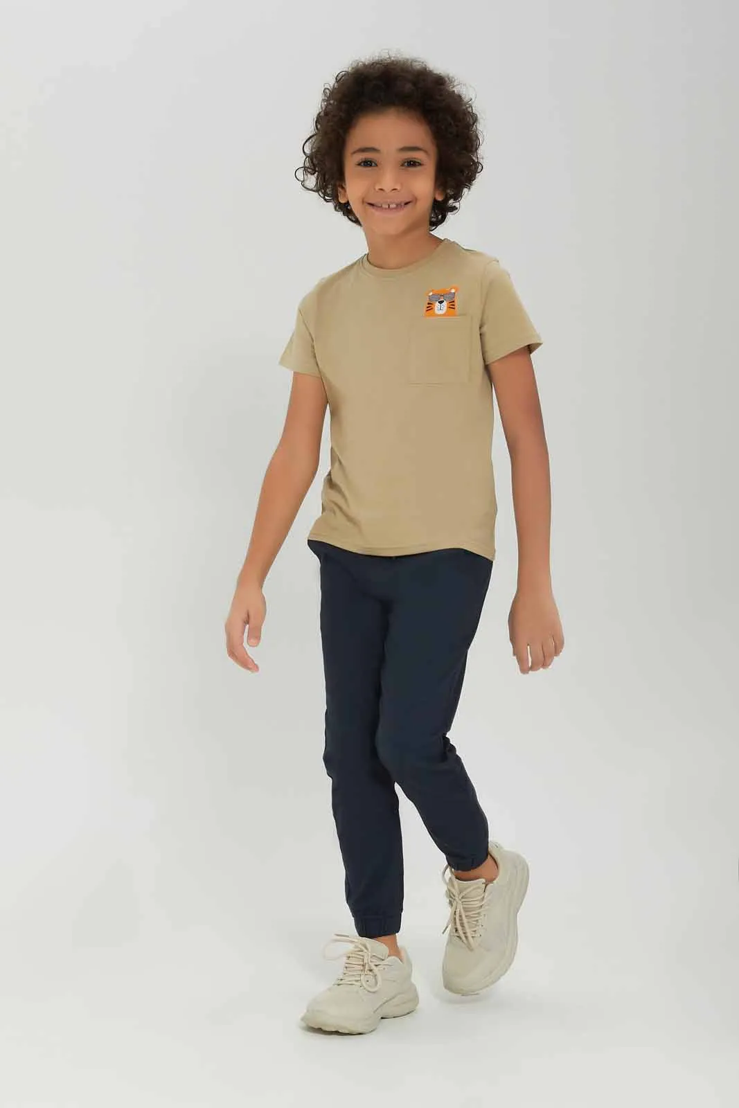 Boys Beige Lion Printed Pocket T-Shirt sold by Redtag product image thumbnail 2