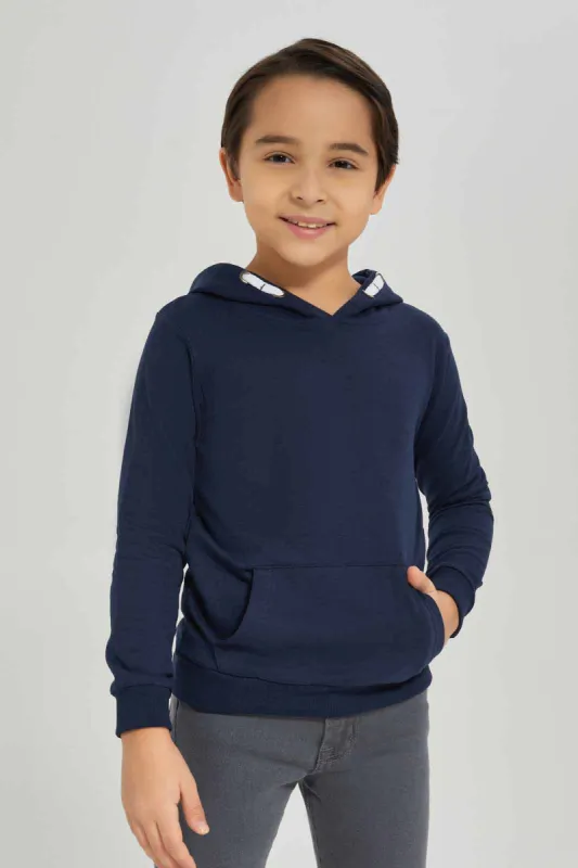 Boys Navy Hooded Sweatshirt sold by Redtag