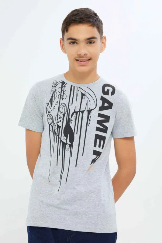 Senior Boys Grey Printed T-Shirt sold by Redtag
