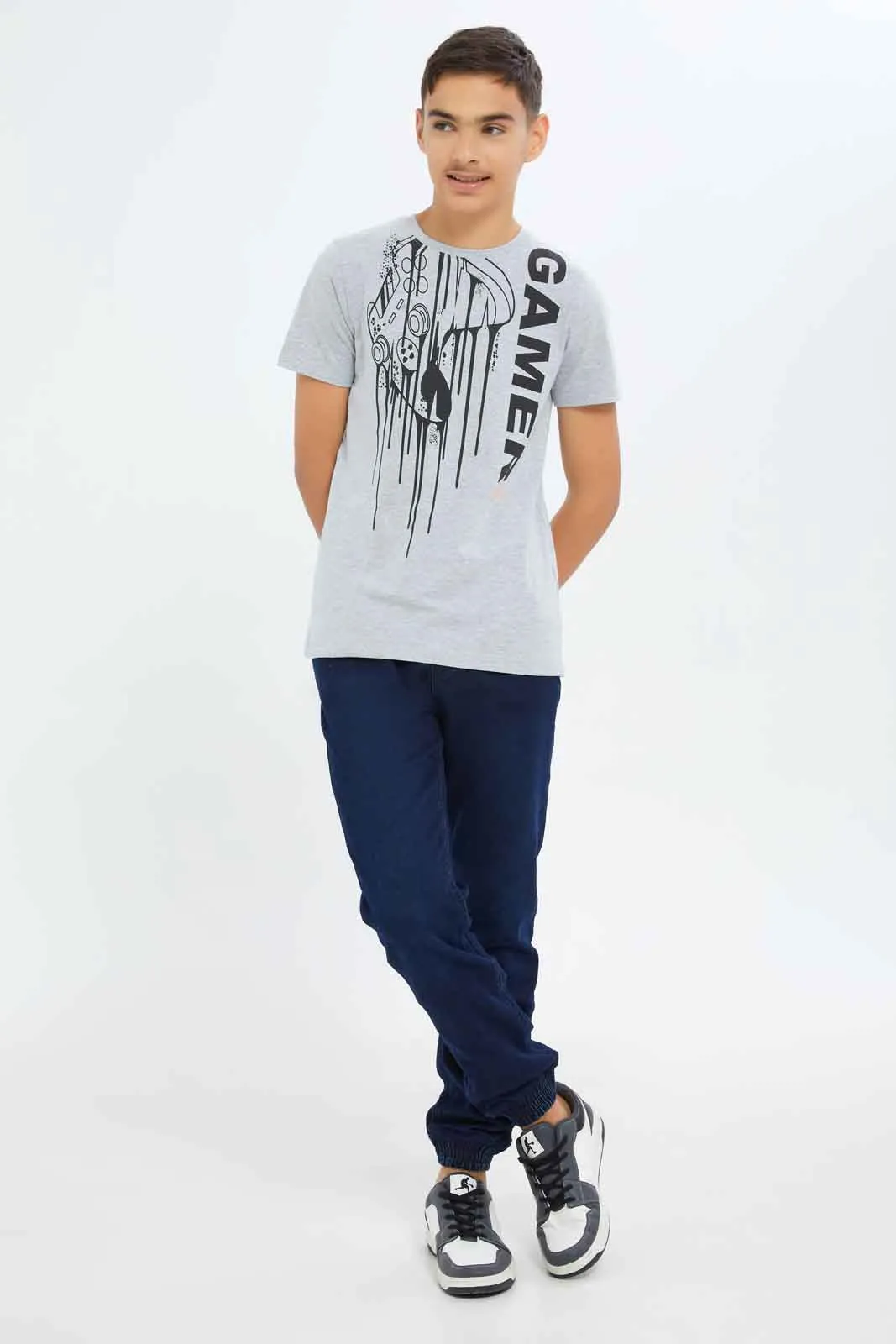 Senior Boys Grey Printed T-Shirt sold by Redtag product image thumbnail 2