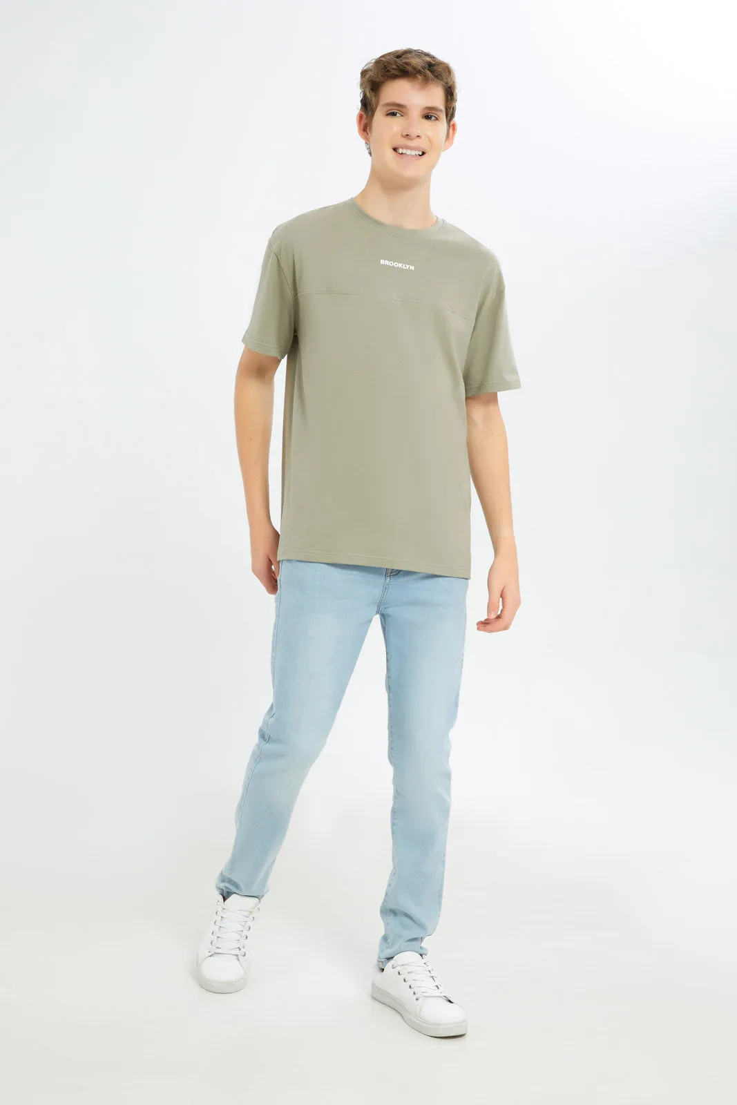 Senior Boys Olive Oversize T-Shirt sold by Redtag product image thumbnail 2