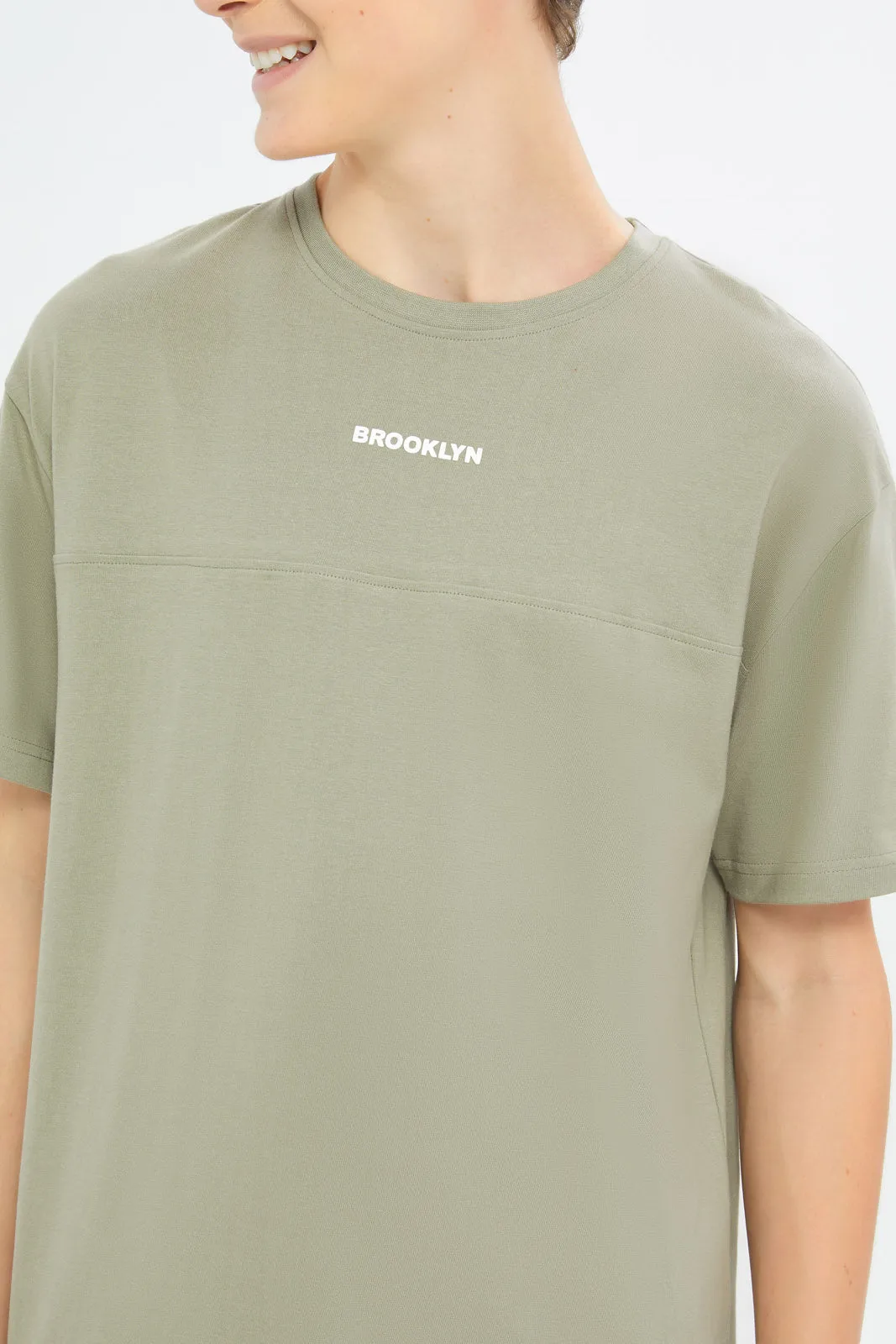 Senior Boys Olive Oversize T-Shirt sold by Redtag product image thumbnail 4