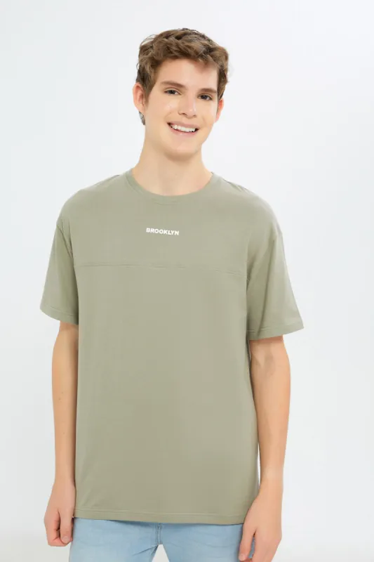 Senior Boys Olive Oversize T-Shirt made by Redtag