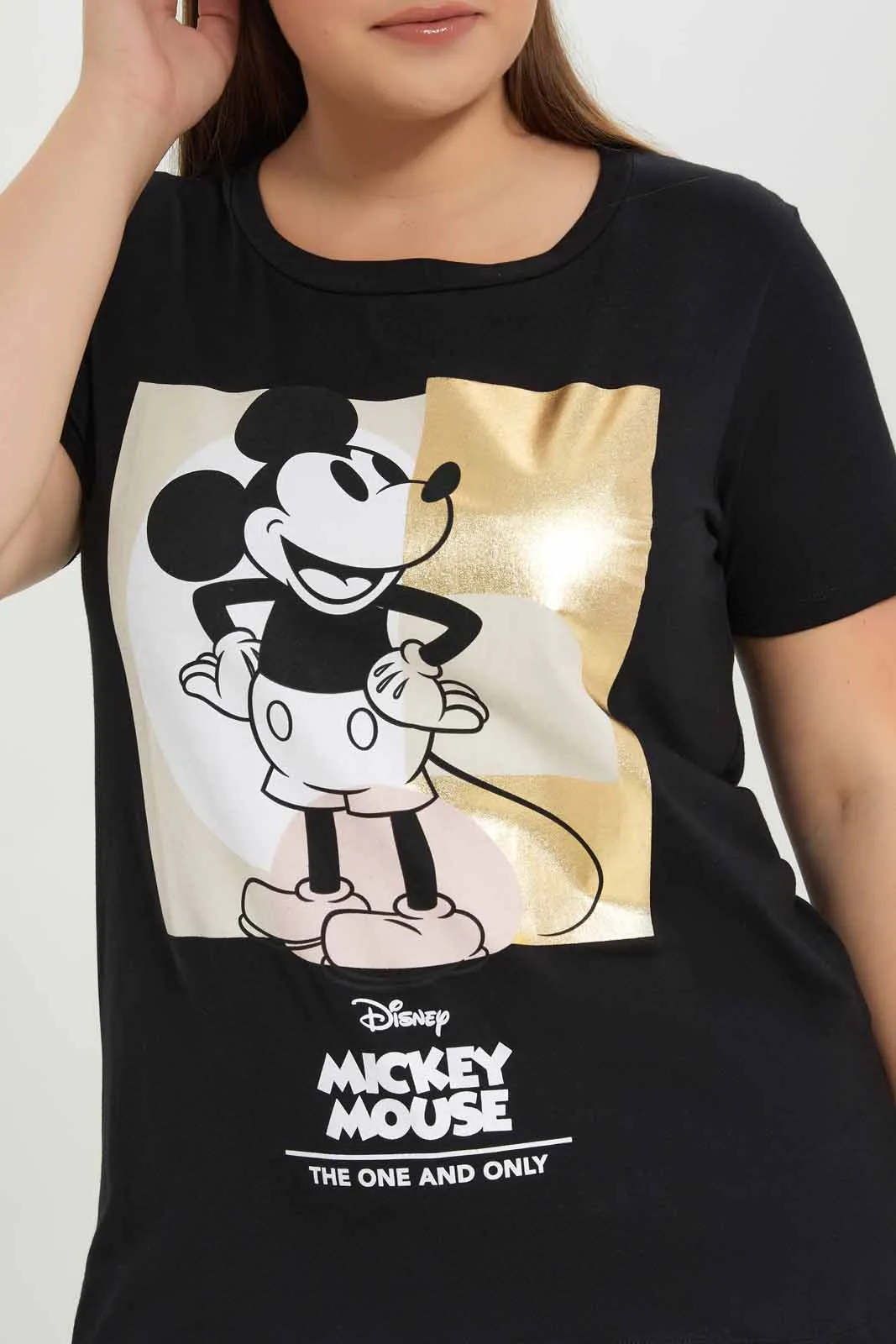 Plus Size Women Black Mickey Print T-Shirt sold by Redtag product image thumbnail 4