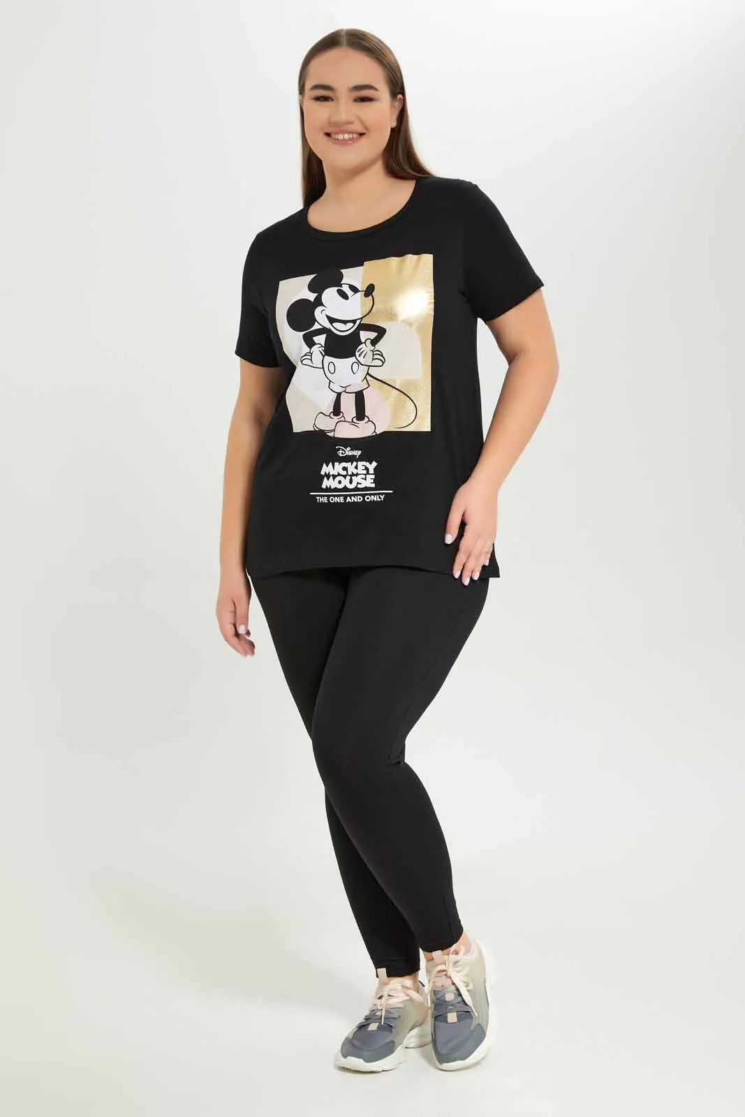 Plus Size Women Black Mickey Print T-Shirt sold by Redtag product image thumbnail 2