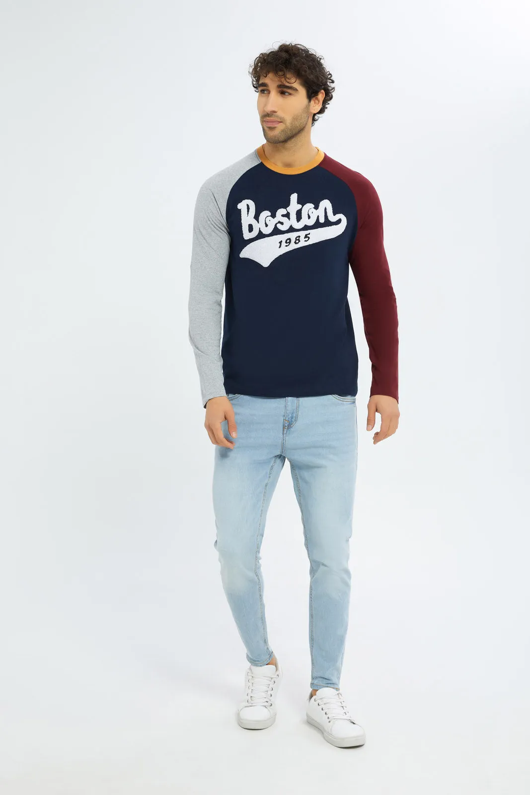 Men Multicolour Varsity Reglan T-Shirt sold by Redtag product image thumbnail 2