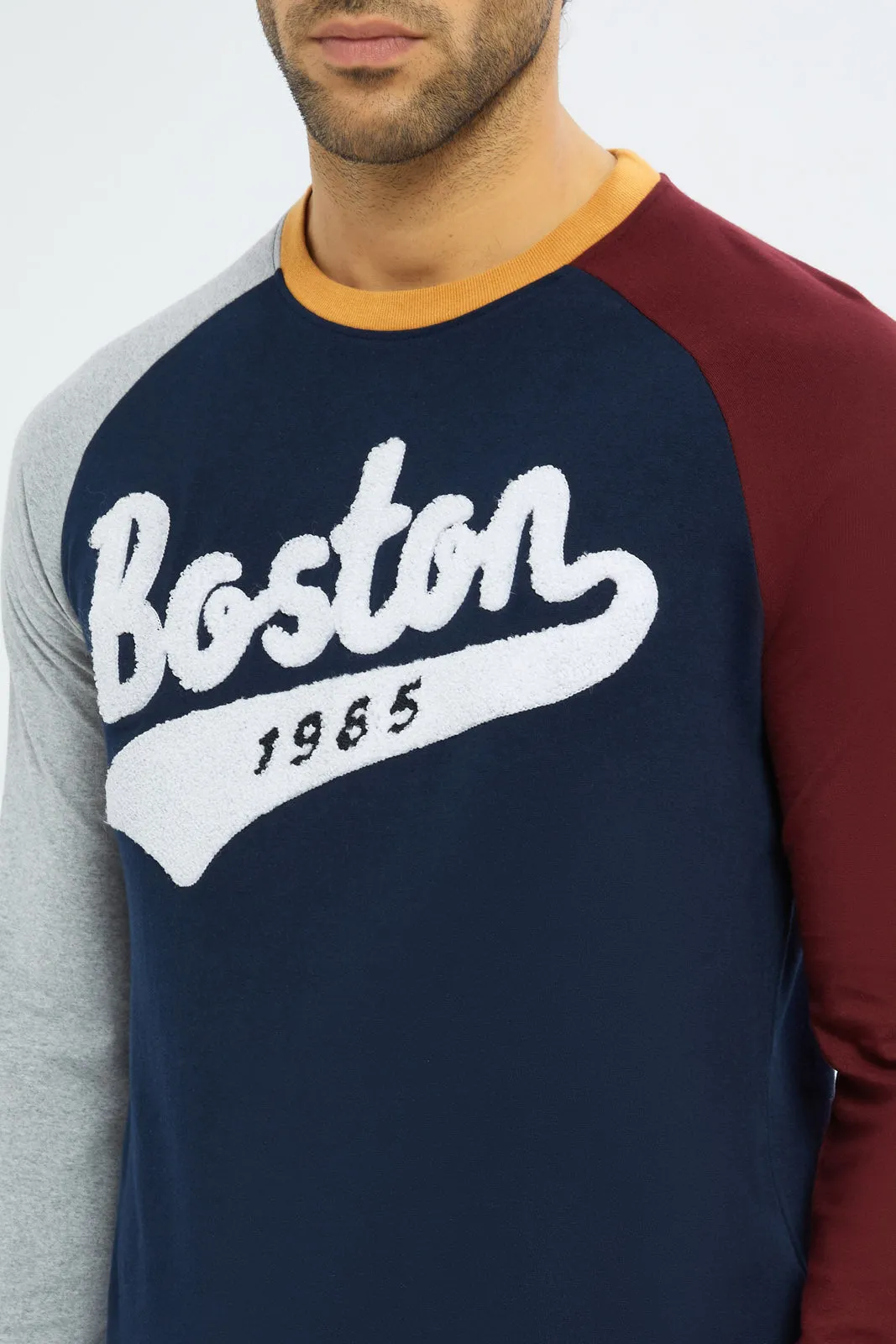 Men Multicolour Varsity Reglan T-Shirt sold by Redtag product image thumbnail 4